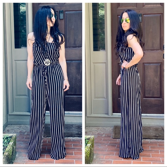 ✨LAST ONES ✨Chic tube striped wide leg jumpsuit - Picture 3 of 8